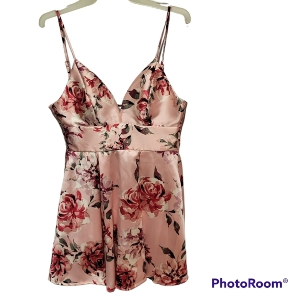 Speechless Floral Tie-back Pink Dress Formal - Picture 1 of 8